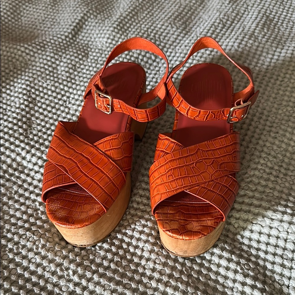 Charlotte Stone Orange Platform Sandals